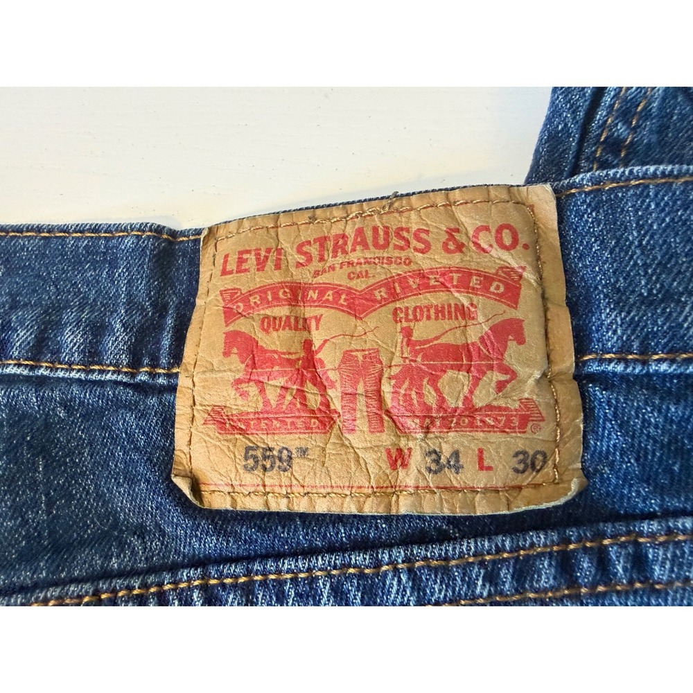 Levis 559 Relaxed Straight Jeans Mens 34x30 Medium Wash Blue Denim 559-0211 - Picture 3 of 7